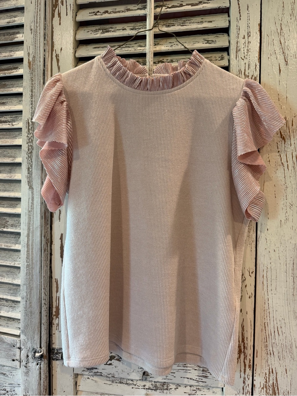 THML Light Pink Ruffle Sleeve Tee
